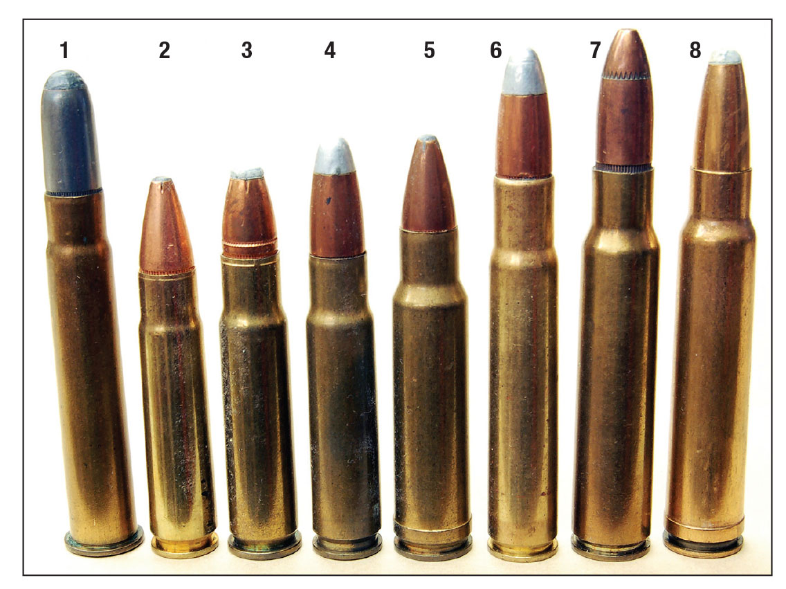 Since the (1) 35 Winchester, rounds of that caliber have come and gone, including the (2) 35 Remington, (3) 356 Winchester), (4) 358 Winchester, (5) 350 Remington Magnum, (6) 35 Whelen, (7) 35 Newton and (8) 358 Norma Magnum.